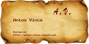 Antos Vince névjegykártya